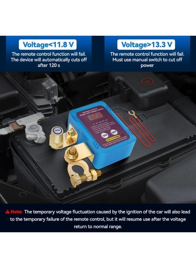 Remote Battery Disconnect Switch 240A 12V Kill Switch for car with LED Voltage Display Automatic Disconnect car Kill Switch for Cars, Trucks, RVs and Boats - Image 3